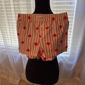 Old Navy Pink and Red Heart Striped PJ Shorts